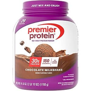 41.9-Oz Premier Protein Whey Protein Powder (Chocolate Milkshake, 29-Servings) 2 for $50.60 w/ Subscribe & Save + Free S&H