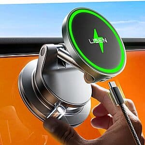 LISEN 15W MagSafe Car Mount Phone Charger w/ 3.3' USB-C Cable $15