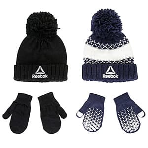 6-pc Reebok Toddler Kids' Sport Beanie & Grip Mitten Sets (2 Hats & 2-prs Mittens) $8 & More