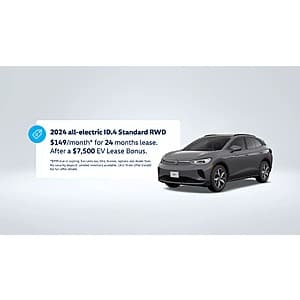 24-Month Lease on 2024 VW ID.4 RWD Electric Vehicle $999 down + $149 per month