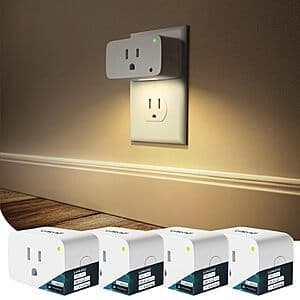 4-Pk Linkind Matter-Certified 15A Wi-Fi Smart Plugs w/ Dusk-to-Dawn Night Lights $19