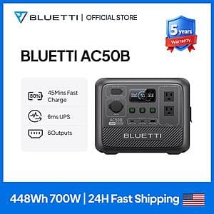 BLUETTI AC50B 700W 448Wh LiFePO4 Portable Power Station $144.65 + Free S&H