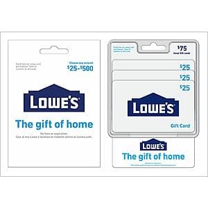 Lowe's gift card or Dollar General mobile app interface showing the gift card promotion offer.