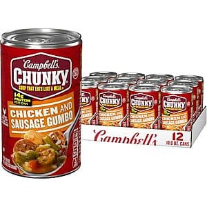 12-Pack 18.8oz Campbell’s Chunky Soup Chicken & Sausage Gumbo $12.55 w/ S&S