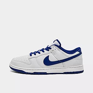 Nike Men's Dunk Low Retro casual shoe in Summit White with Deep Royal Blue accents.