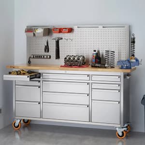 Costco Members: 72" Trinity Pro Stainless Steel Rolling Workbench w/ Pegboard $900 (Select Locations) + Free Delivery