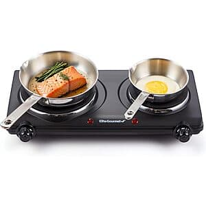 1500W Elite Gourmet Countertop Electric Double Cast Iron Burners (6.5" & 5") $16.20