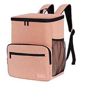22L MIRASON Insulated Leak Proof Beach Backpack w/ 4 Pockets (Pink) $9