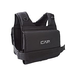 CAP Barbell 20lbs black adjustable weighted vest with multiple pockets for weight distribution.