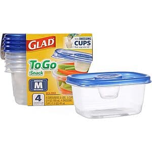 4-Ct 24-Oz GladWare To Go Containers w/ 1.5-Oz Dressing Cups (Medium, Rectangle) $3.45