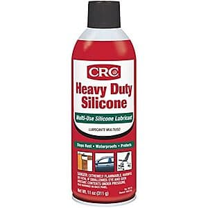 11-ounce aerosol can of CRC Heavy Duty Silicone Lubricant with red and white labeling.