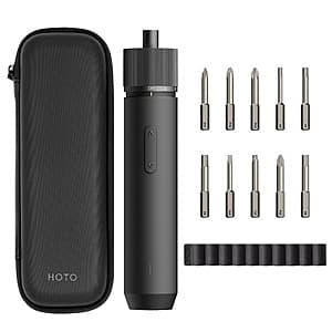 HOTO W1 Rechargeable Cordless Electric Screwdriver w/ LED Light & 10 S2 Bits $22