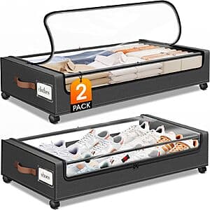 2-pk Under Bed Storage w/ Wheels (Dark Grey) $28.20