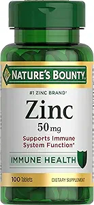 100-Ct 50mg Nature's Bounty Zinc Immune, Skin, & Antioxidant Health Support Tablets $2.45 w/ Subscribe & Save