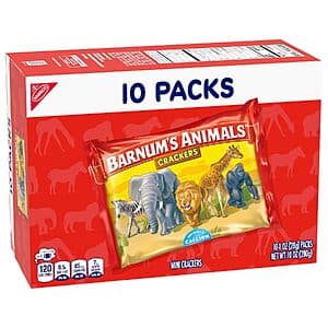 10-Ct 1-Oz BARNUM'S Original Animal Crackers Snack Packs $3 w/ S&S