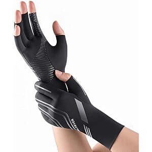 SOLOEVER Fingerless Compression Arthritis Gloves w/ Non-Slip Grip (XS-XXL) $4.35