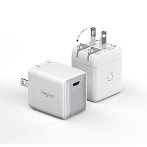2-Pk 45W Wegear Nano Foldable GaN USB-C Wall Charger (White) $12.50