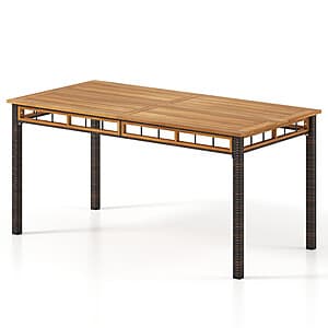 63" Costway Outdoor Dining Table w/ Acacia Wood Slatted Tabletop $115 + Free S&H