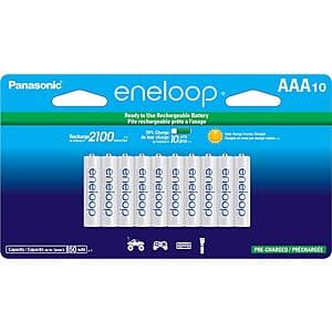 10-Ct Panasonic Eneloop AAA 850mAh Ni-MH Pre-Charged Rechargeable Batteries $18.80