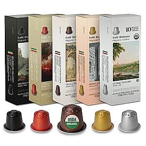 100-pk Organic USDA Café Romano Coffee Espresso Pods for Nespresso (variety pack) $19.20 w/ Subscribe & Save