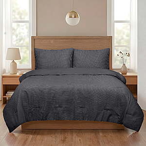 3-Pc Mainstays Waffle Comforter Set w/ Matching Shams (Full/Queen or King) $20