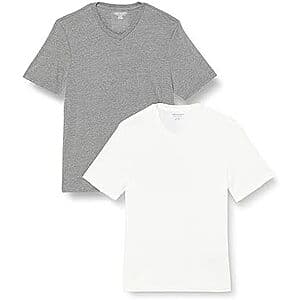 2-Pk Amazon Essentials Men's Short-Sleeve V-Neck T-Shirts (Slim or Regular, Various) from $5.95