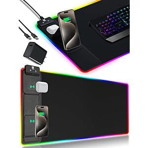 Miroddi XXL RGB Mouse Pad w/ 15W Wireless Charging Pad (31.49" x 15.75") $30