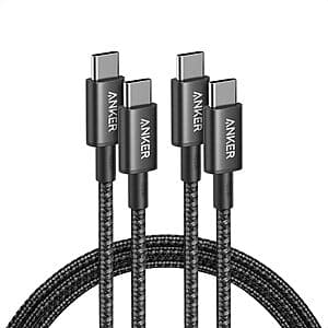 2-Pk 6' Anker 100W USB C to USB C Fast Charging Cable $10