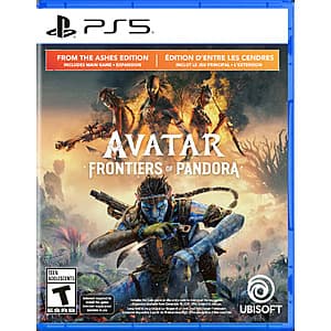 Avatar: Frontiers of Pandora From the Ashes Edition video game case for PlayStation 5 and Xbox Series X.