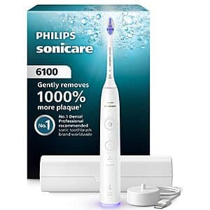 Philips Sonicare 6100 Rechargeable Electric Toothbrush w/ Travel Case $44.80 + Free S&H