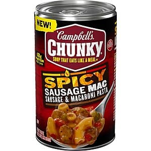18.8 oz Campbell’s Chunky Spicy Sausage Mac Soup $1.60 w/ Subscribe & Save