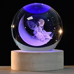 ZRENJHUS 3D Crystal Glass Ball w/ USB Powered LED Wooden Lamp Holder (Various) from $5 & More