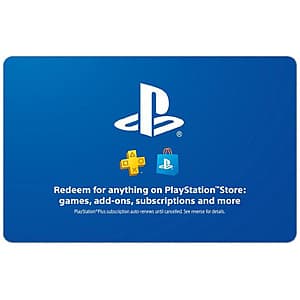 Sony PlayStation Store $100 Gift Card with PlayStation branding and digital delivery notification.