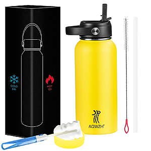 32-Oz AQwzh Stainless Steel Wide Mouth Water Bottle (Yellow) $4.64 & More + Free Shipping w/ Walmart+ or $35+