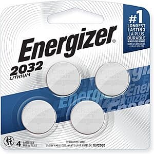 4-Pack Energizer CR2032 3V Lithium Coin Batteries $4.25 w/ Subscribe & Save