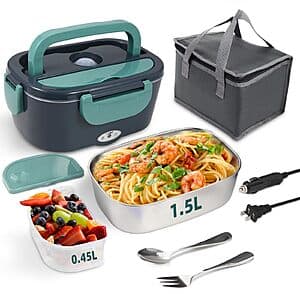1.5L SOHIDA 80W Electric Lunch Box Food Heater w/ Stainless Steel Container $13.15