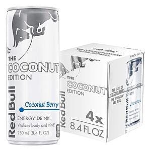 4-Pack 8.4-Oz Red Bull Energy Drink (Coconut Edition) $4.50 w/S&S + Free Shipping w/ Prime or on $35+