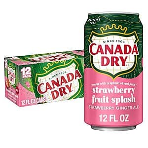 12-Pk 12-Oz Canada Dry Fruit Splash Strawberry Ginger Ale $5