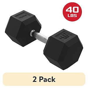 2-pk FitRx 40-lbs Rubber Hex Dumbbell Set $65.95 + Free S&H