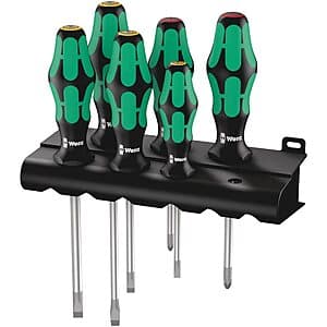 6-pc Wera Kraftform Plus 334/6 Screwdriver Set w/ Rack & Lasertip $28.80