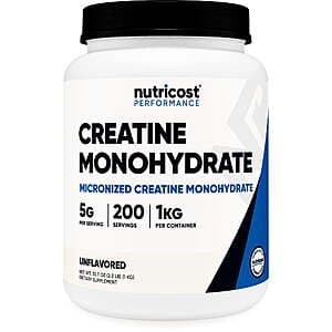 2.2-lb Nutricost Creatine Monohydrate Powder (Unflavored) $16