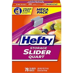 78-Count Hefty Slider Plastic Food Storage Bags (Quart Size) 2 for $10.95 w/ Subscribe & Save