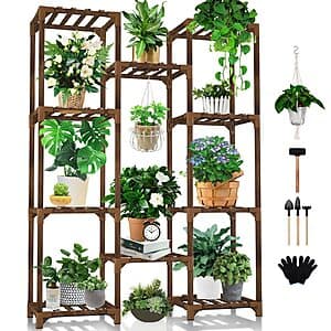 47" 10-Tier Uneedem Wood Plant Stand $23