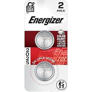 2-Pk Energizer CR2025 3V Lithium Batteries $2.15 w/ S&S