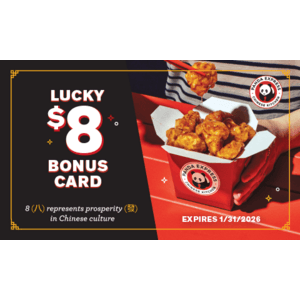 $30 Panda Express Gift Cards + $8 Bonus Panda Express Promo Card $30 (Valid thru 12/26)
