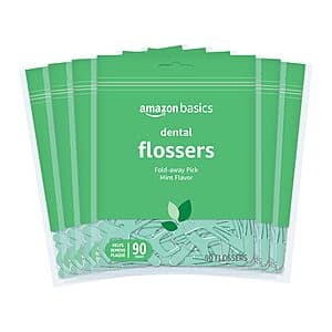 Select Accts: 6-Pack 90ct Amazon Basics Mint Dental Flossers $6.15 w/ Subscribe & Save