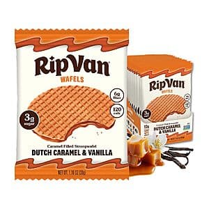 12-Pk Rip Van Wafels Caramel Filled Stroopwafel Snacks (Dutch Caramel) $7.20 & More w/ S&S