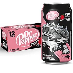 12-Pack 12oz. Dr. Pepper Zero Sugar Strawberries & Cream Soda Can $4.60 w/ Subscribe & Save