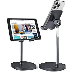 LISEN Adjustable Cell Phone Stand for Desks (for Phones & Tablets 4-10") $6.65