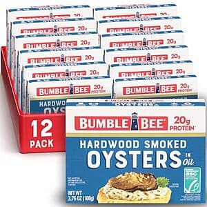 Select Accounts: 12-Pk 3.75-Oz Bumble Bee Hardwood Smoked Oysters $19.65 w/ S&S